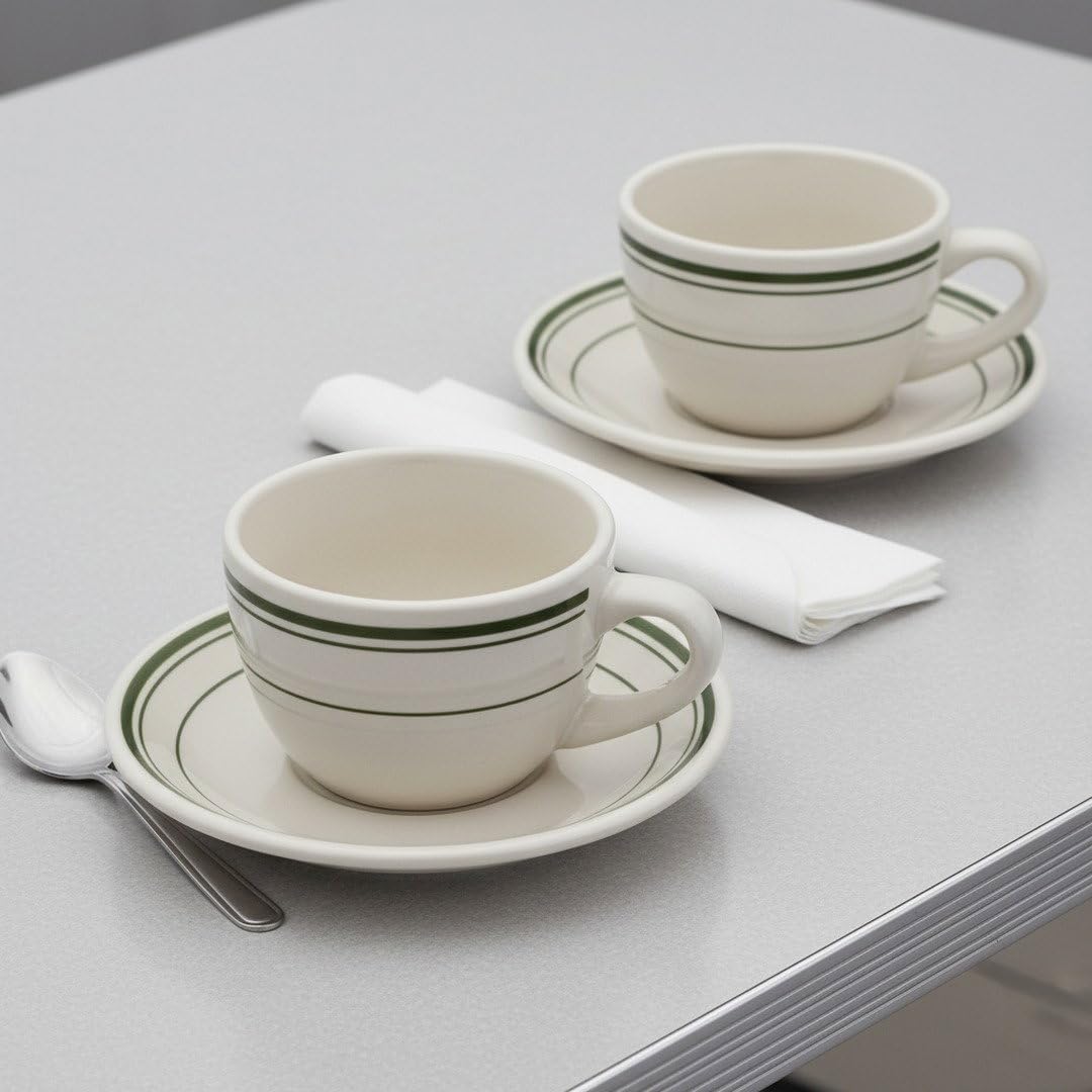 Original 1950 Classic Jersey Diner Coffee Cup and Saucer, Two 2-Piece Sets