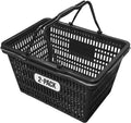 Stackable Plastic Shopping Baskets, Black, Easy-Grip Handles for Grocery, Retail, Liquor Stores, Home Use (Black