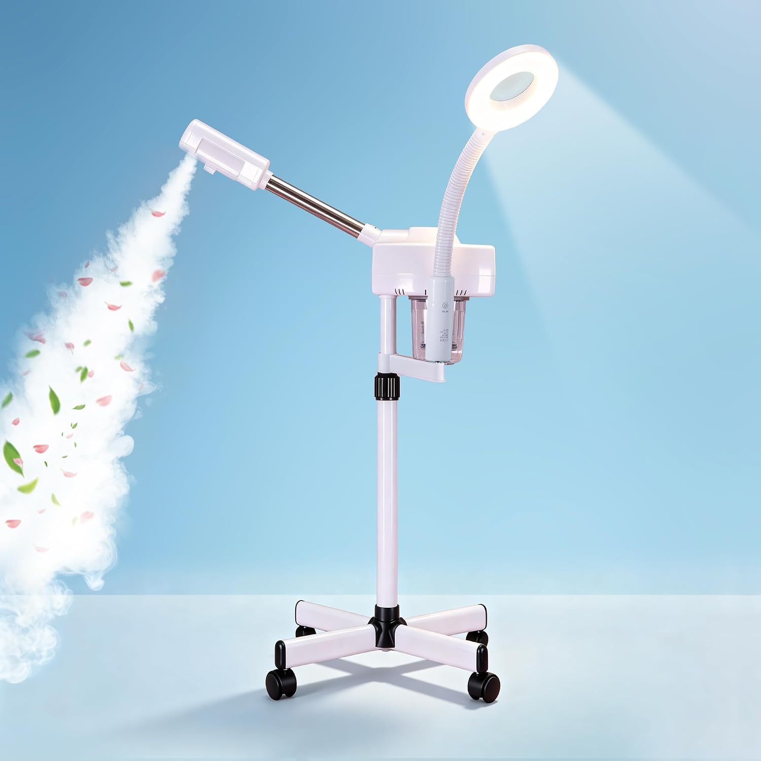 2 in 1 Facial Steamer 5X Magnifying Lamp - Hot Ozone Spa Machine, Mist Face Salon Beauty Skin Care Equipment
