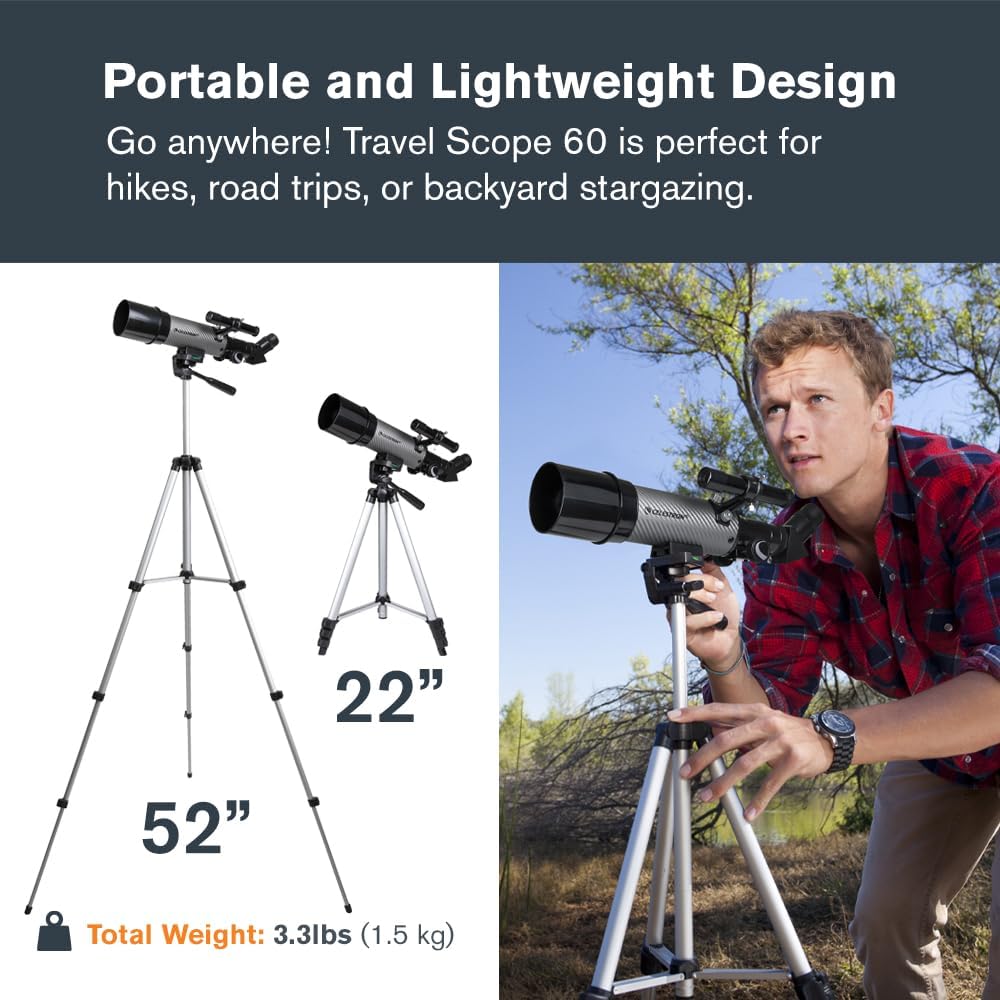 Travel Scope 70mm Beginner Portable Telescope with Backpack | 70mm Refractor Telescope Kit, Bright Lunar & Planetary