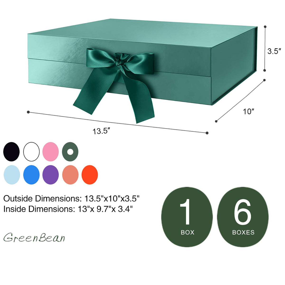 6 Large Gift Boxes with Lids for Presents 13x9.7x3.4 Inches
