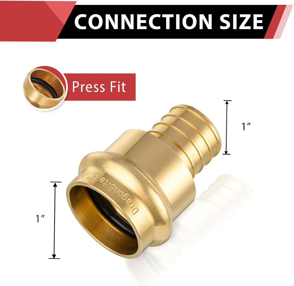 2Pcs EFIELD 1"Copper Press x 1"PEX Coupling Adapter(PEX1807388-2)