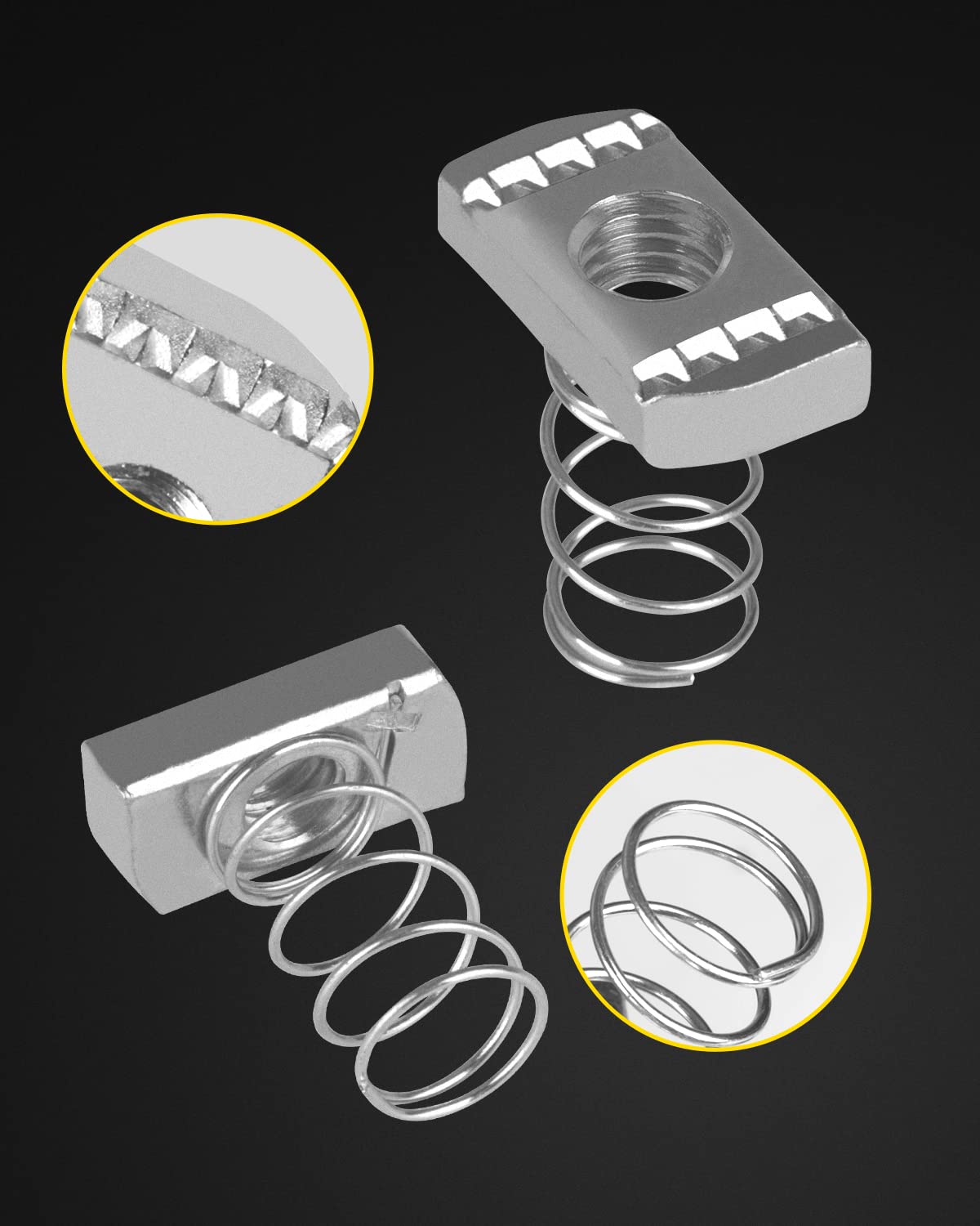 GZBEVITAR Strut Channel Nuts 1/2"-13 with Standard Spring (120 Pcs)