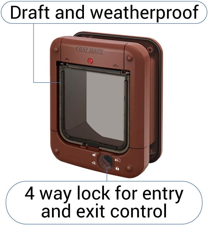 Microchip activated Cat Flap | for up to 30 Cats, Brown