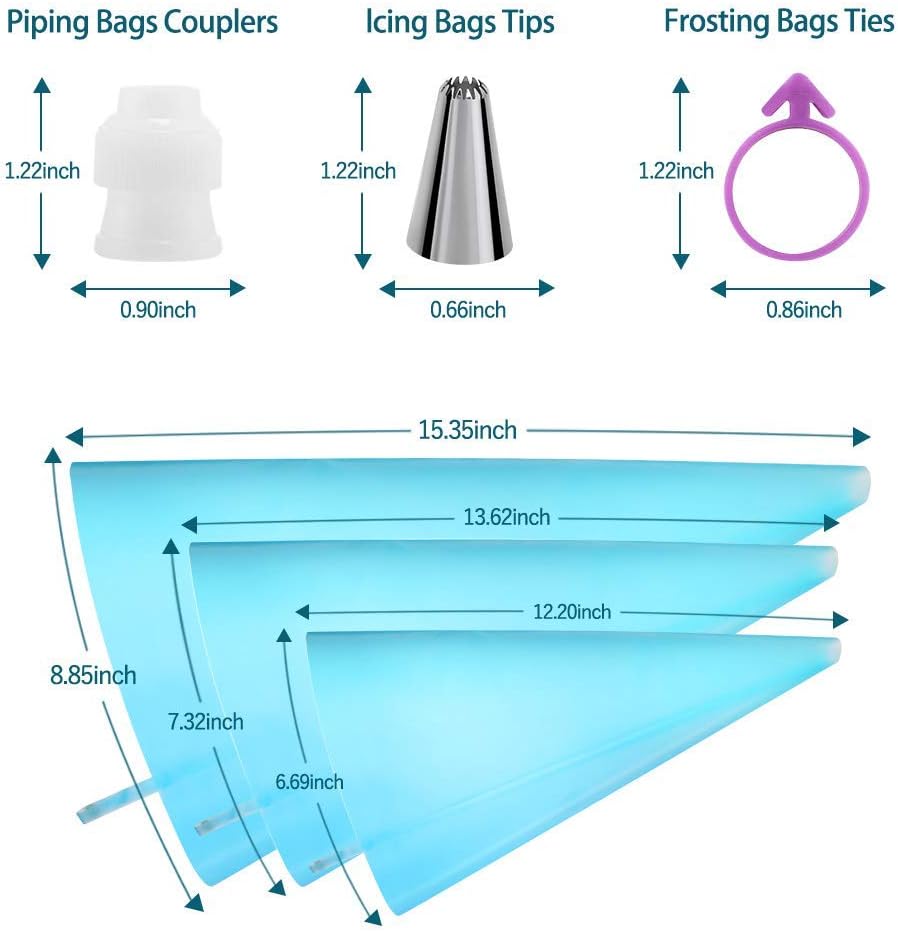 24Pcs Cake Decorating Kit with 6 Piping Tips & Reusable Bags