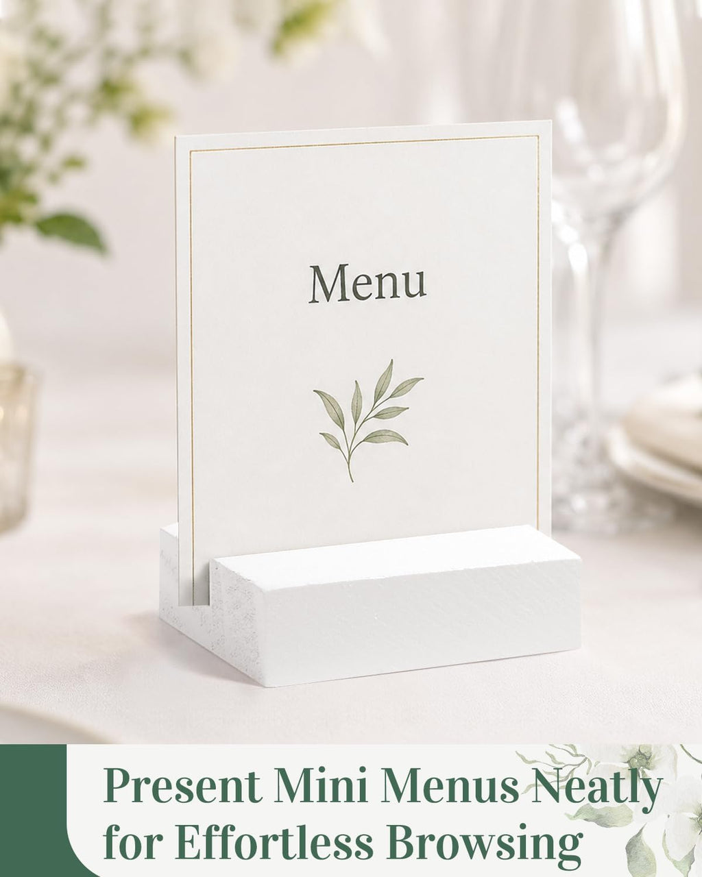 12 Pcs Wooden Table Number Holders, 2.76" x 1.38" x 0.66", White