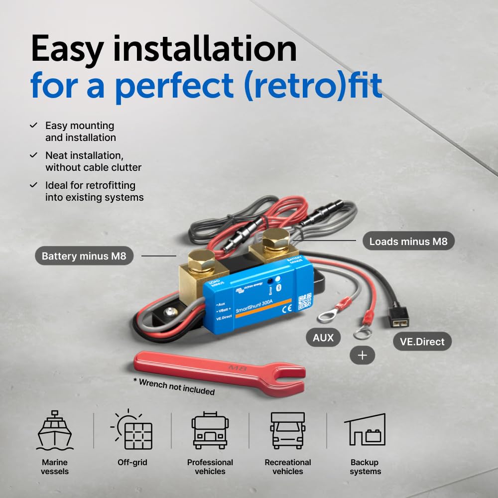 SmartShunt IP65 Battery Monitor (Bluetooth) - Victron Smart Shunt - 6.5V-70V, 300 amp