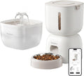 WiFi Automatic Cat Feeder and Water Fountain Set, App Control Smart Pet Food Dispenser with 304 Stainless Steel Bowl