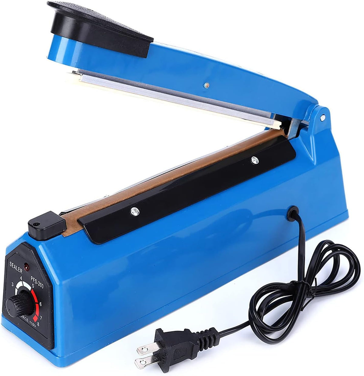Impulse Bag Sealer, Manual Adjustable Heat Sealing Machine with LED Indicator 8 Inch 210W PE PP Plastic Bag Closer