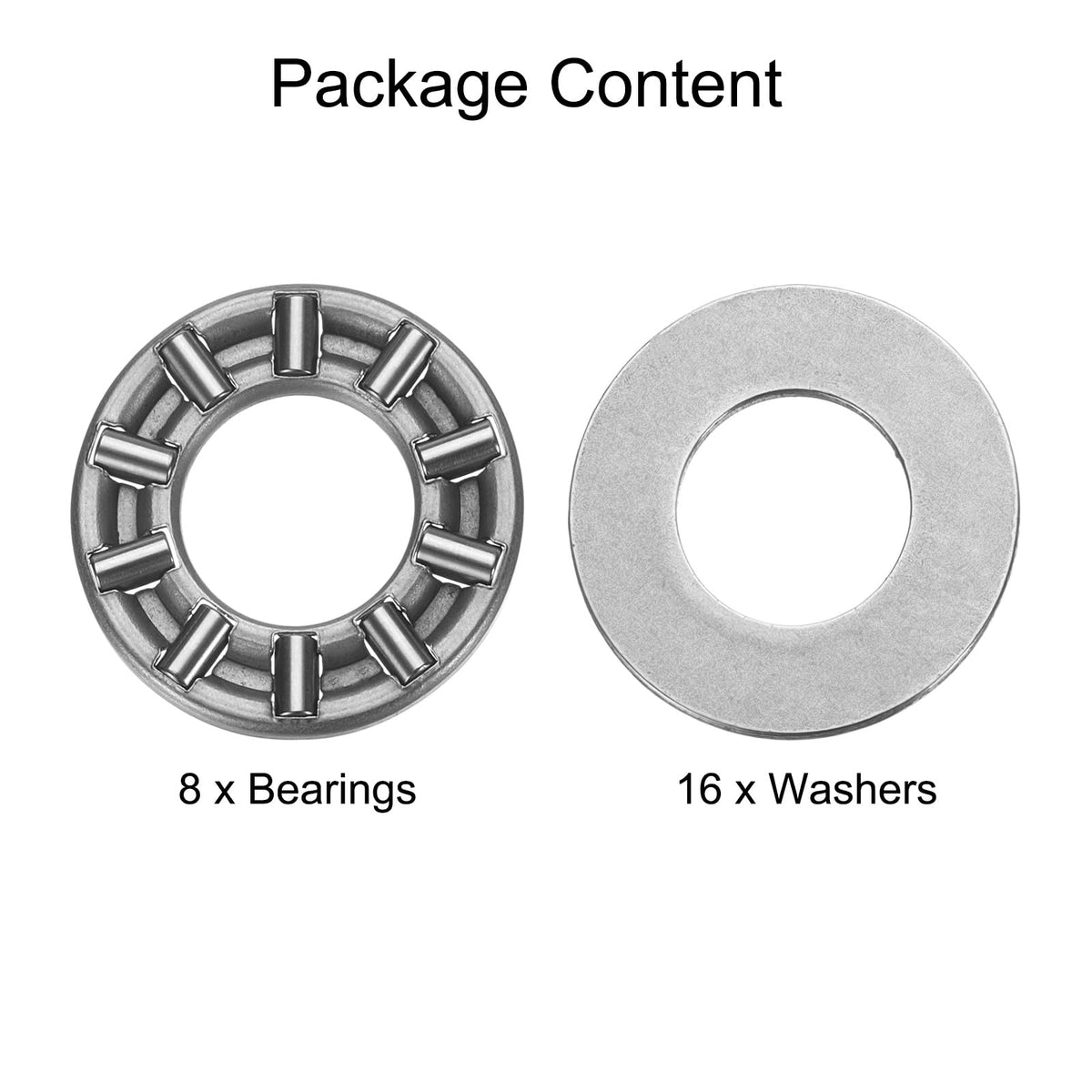 uxcell 8Sets TC613+2TRA Thrust Needle Roller Bearing 3/8 x 13/16 x 5/64