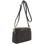 Triple Zip Small Crossbody Bag (Dark Gray)