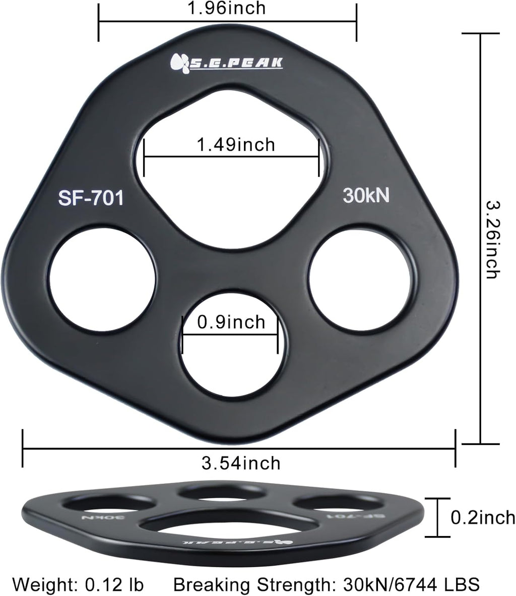 SEPEAK 30kN Rigging Plate, Force Divider Plate Bear, Anchor Multipliers Connector Gear for Yoga Hammock Descender