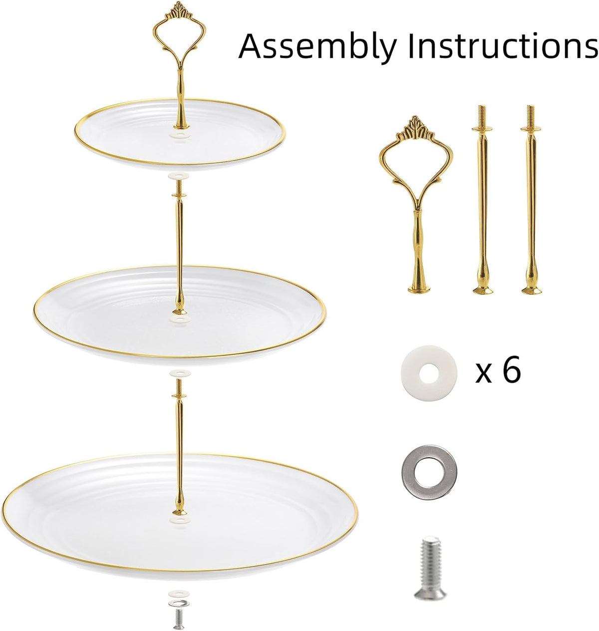 3 Pack Tiered Cupcake Stand, Plastic Cupcake Stand Tower, 3 Tier Round Shape Dessert Serving Tray, White Cookie Candy