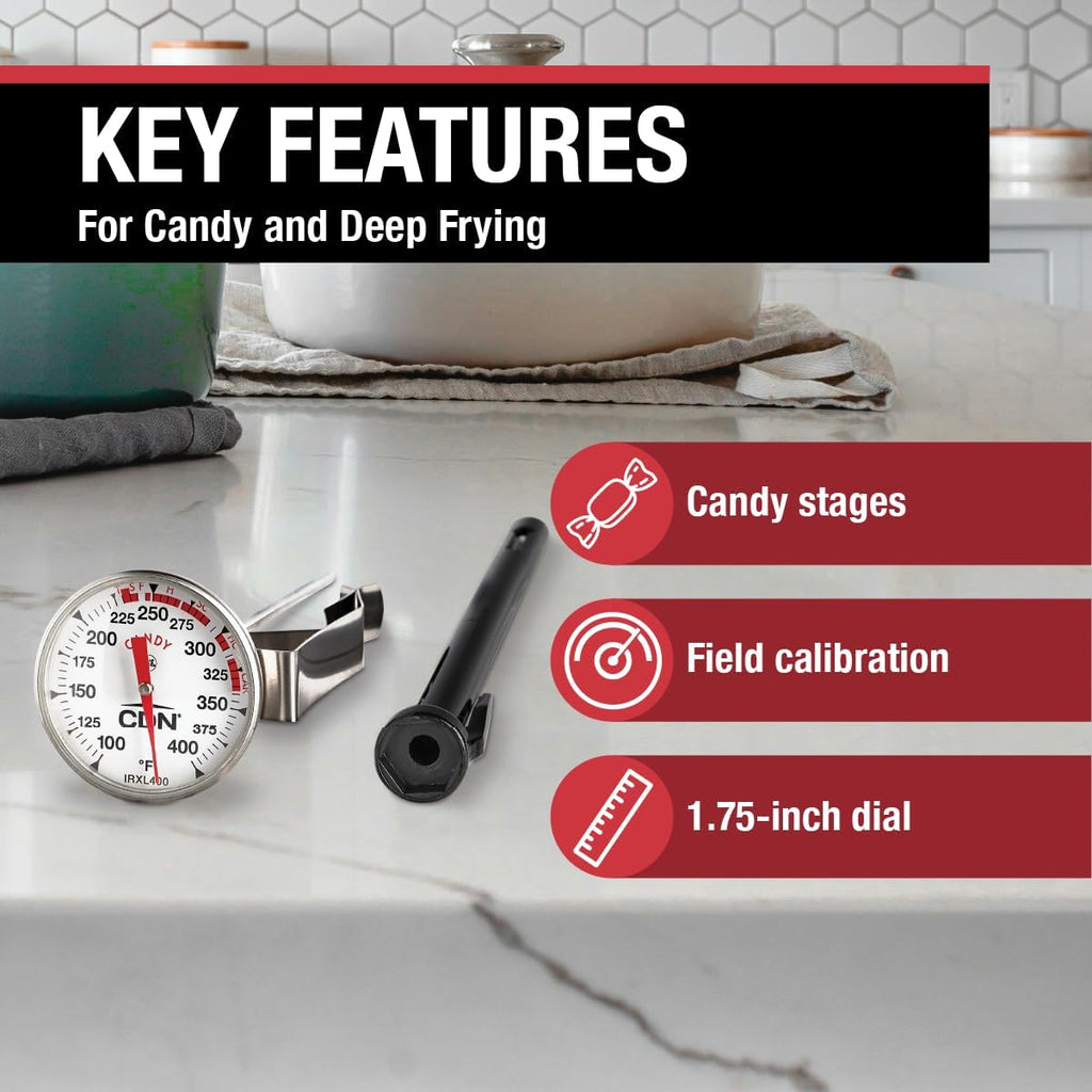 ProAccurate Candy & Deep Fry Thermometer | Insta-Read 7" Stem | NSF Certified | 100–400°F Range | For Candy, Sugar
