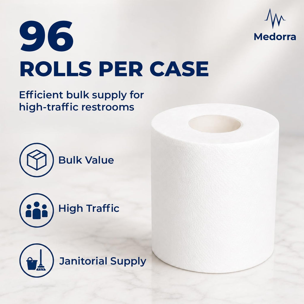 Commercial Toilet Tissue, 2-Ply 96 Rolls per Case, Bulk Bathroom Tissue, White