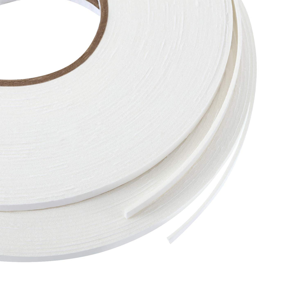 2 Rolls Double Sided Foam Tape for Mounting,1/4 Inch by 50 Feet,White