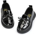 Toddler Girls Black Dress Shoes Little Girl Patent Leather Loafers School Uniform Wedding Mary Jane Tassel Bow Flats