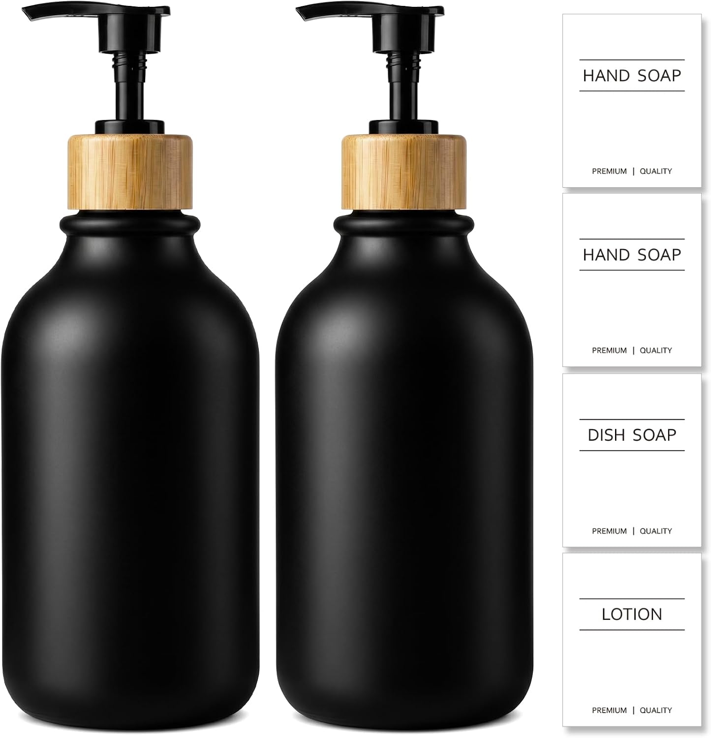 Hand Soap Dispenser Bathroom, Black Dish Soap Dispenser for Kitchen, 17 Fl Oz Plastic Hand and Dish Soap Dispensers
