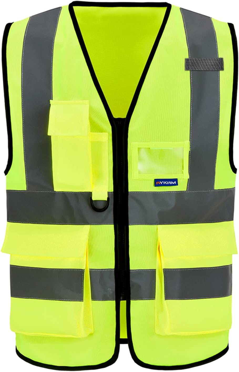 ANSI/ISEA Standard Class 2 Hi-Vis Vest, Mic Tabs, Zip, Yellow, XL | Yellow XL Class 2 safety vest with 7 pockets