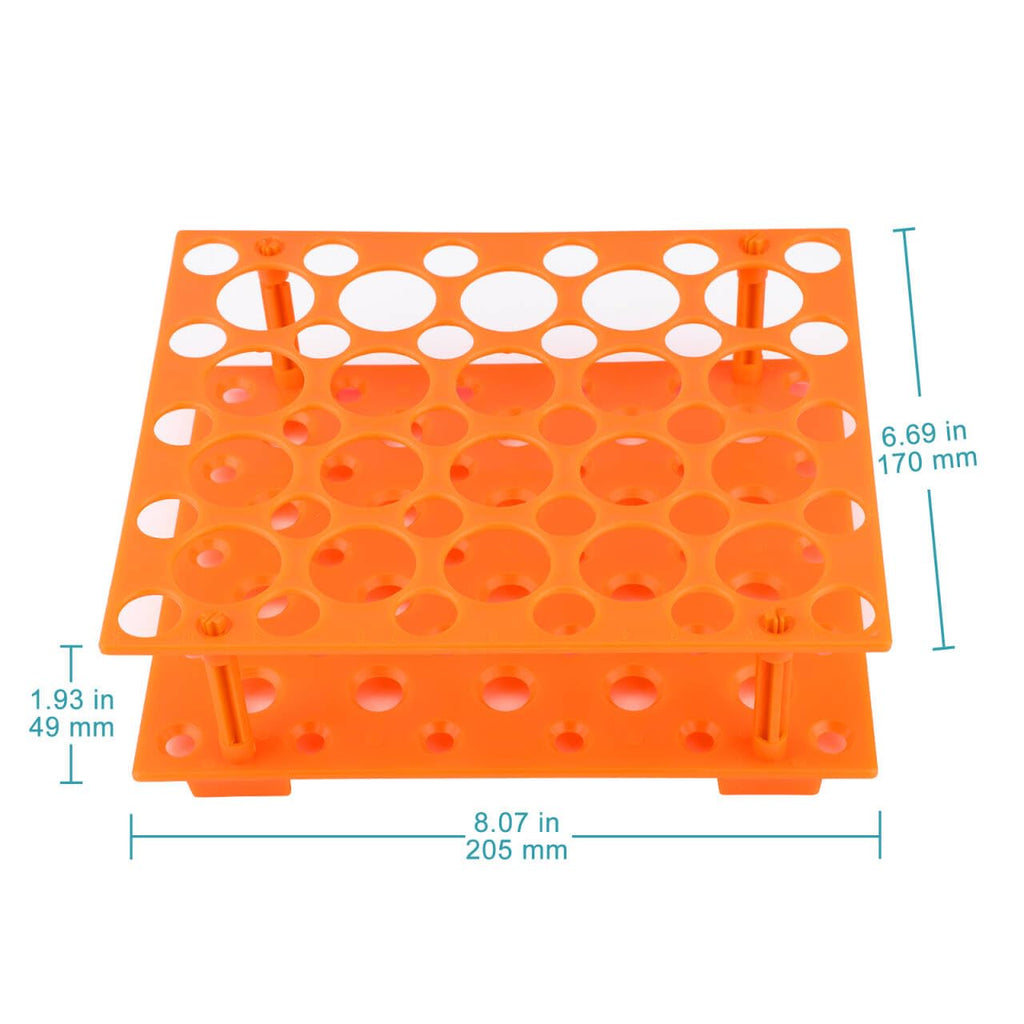 Centrifuge Tube Rack, 50-Hole Detachable Centrifuge Tube Rack Plastic Stand for 10/15/50 ml Tubes, Orange, 1 Pack