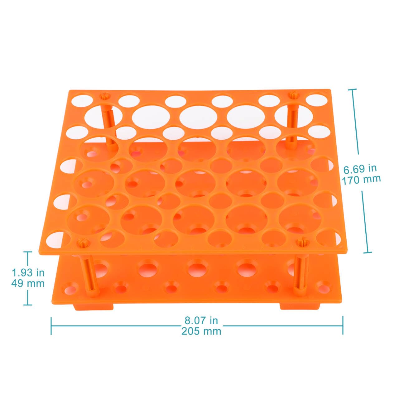 Centrifuge Tube Rack, 50-Hole Detachable Centrifuge Tube Rack Plastic Stand for 10/15/50 ml Tubes, Orange, 1 Pack