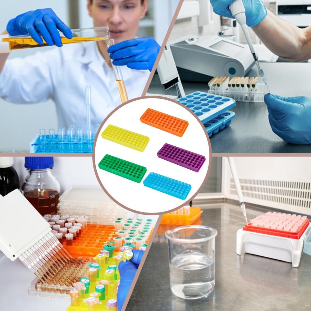 5PCS Polypropylene Microcentrifuge Tube Rack, Double Panel 60-Well Centrifuge Test Tube Holder for Chemistry