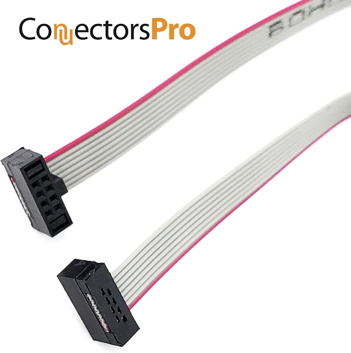 2-Pack 25cm 10 Inches 1.27mm 0.05" 8P 2x4 F/F Mini Female to Female IDC Connector 0.635mm 0.25" Pitch 8 Conductors 8 Wires SWD Flat Ribbon Cable