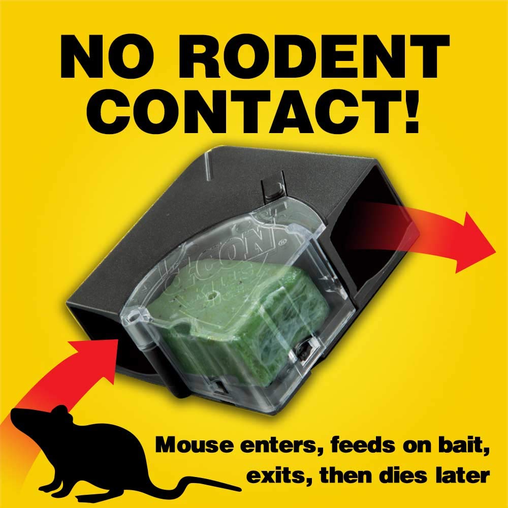 Refillable Corner Fit Mouse Bait Station, 1 Trap + 18 Bait Refills