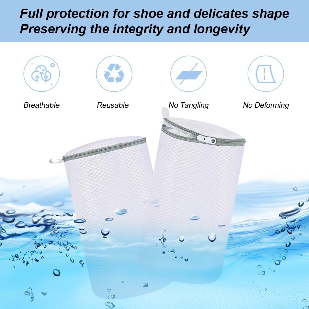 Shoe Washing Machine Bag, 2 Pack Honeycomb Mesh Laundry Bag with Zipper for Sneakers, Running Shoes, Sock, Bras