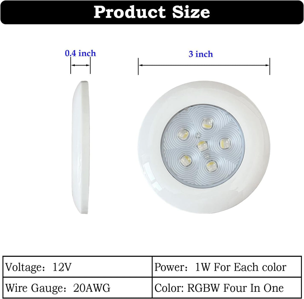Boat Courtesy Lights, 3’’ RGBW LED Deck Interior Lights for Boat
