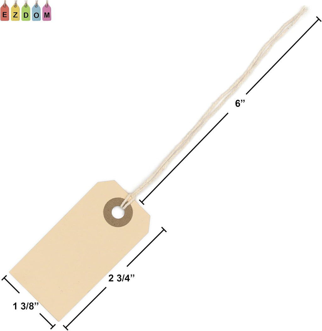 250 Small Manila Tags with String Attached #1, 2 3/4" x 1 3/8"