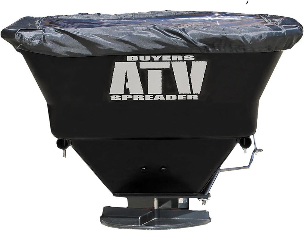 Buyers Products ATVS100 ATV Broadcast Spreader with Rain Cover, 100 lb Capacity, Rear Rack Mount, Poly Hopper, 12V Motor