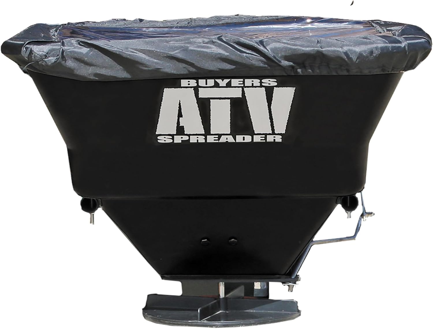 Buyers Products ATVS100 ATV Broadcast Spreader with Rain Cover, 100 lb Capacity, Rear Rack Mount, Poly Hopper, 12V Motor