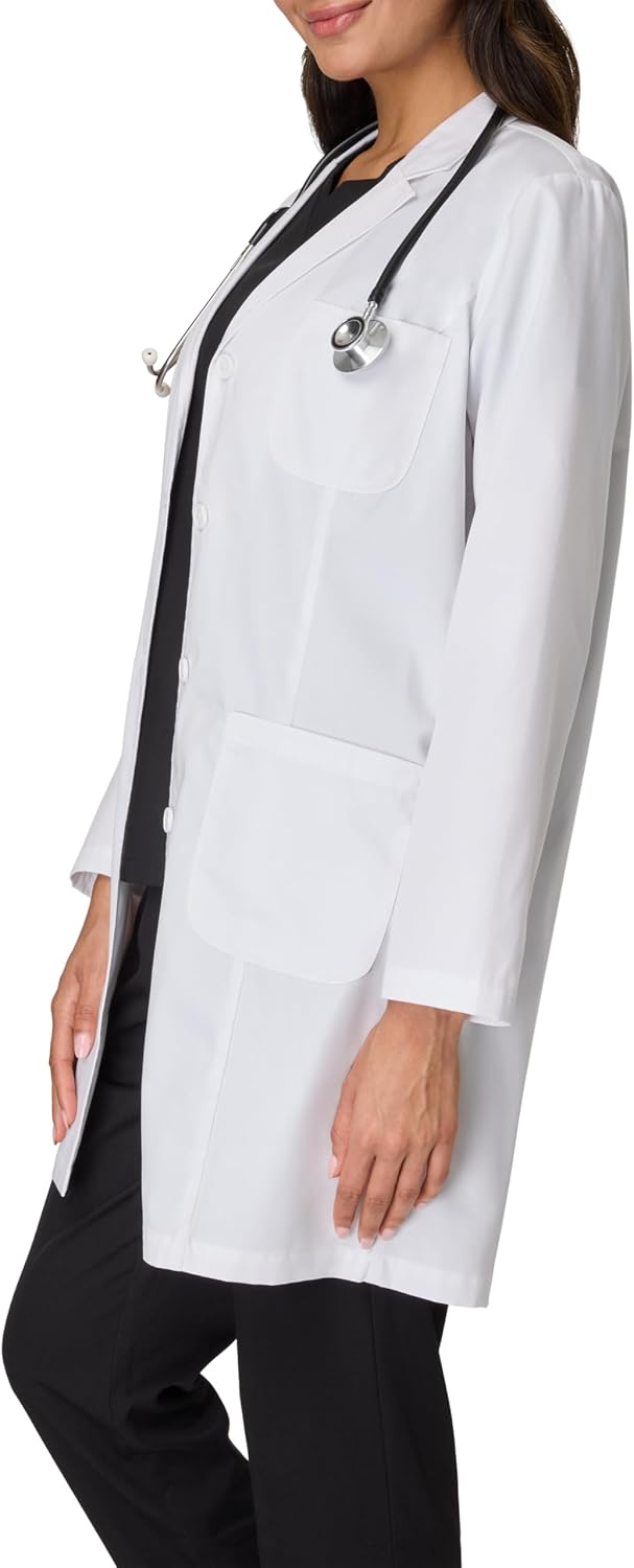 Women's Scrubs Lab Coat, Healthcare Lab Coat, Scrubs Jacket With Pockets, Soil & Water Resistant
