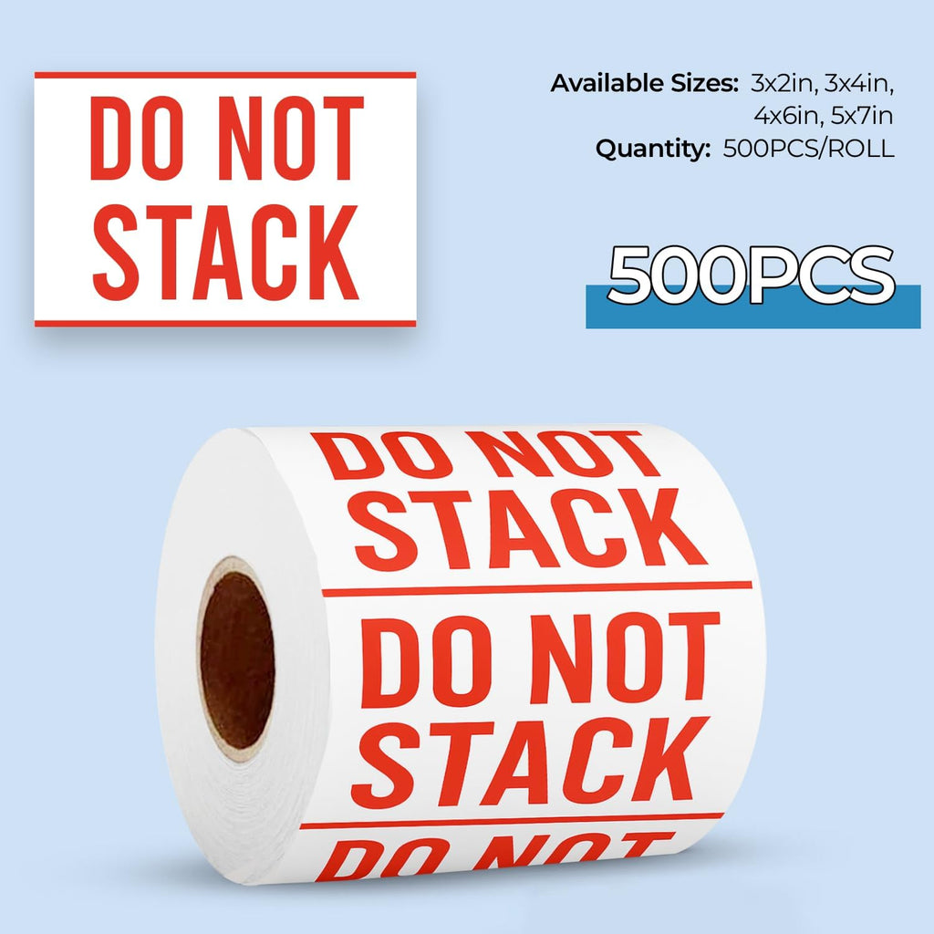 Do Not Stack Stickers – 2"x3" Roll Labels, 500 Count Stickers – Easy Peel & Stick, Premium Paper – Self-Adhesive