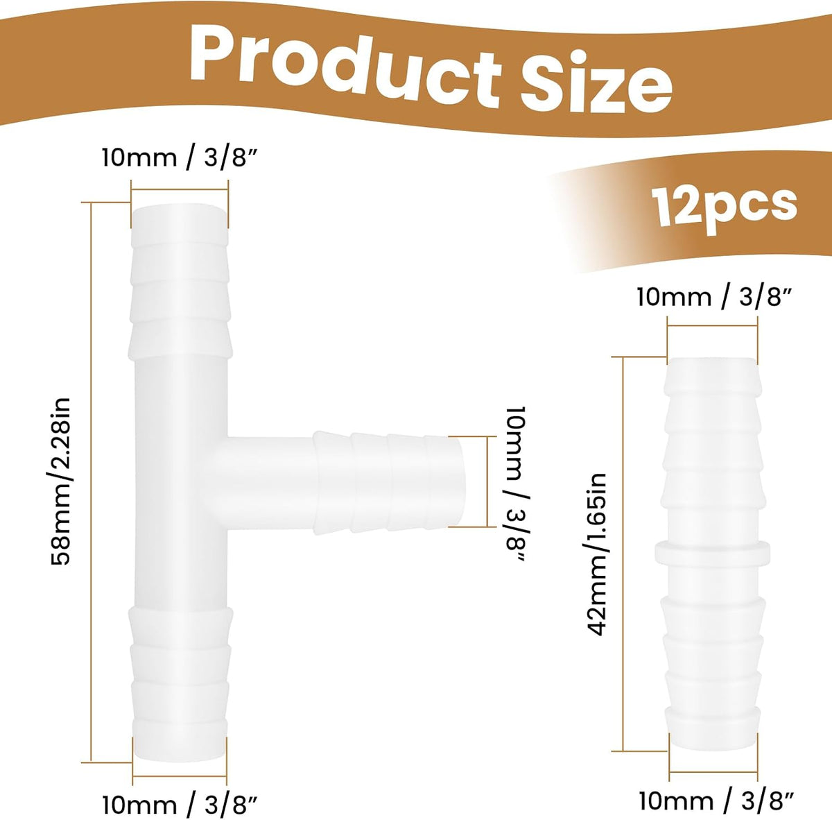 12Pcs 3/8" Plastic Hose Barb Fittings