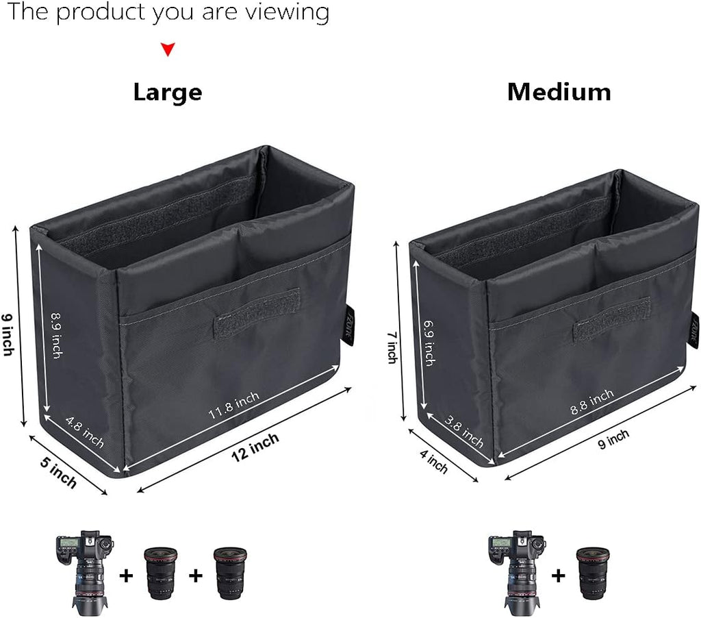 Waterproof Shockproof Foldable Camera Insert Bag Lens Cases Canon Nikon | Raindrop Proof, Fits in a Backpack