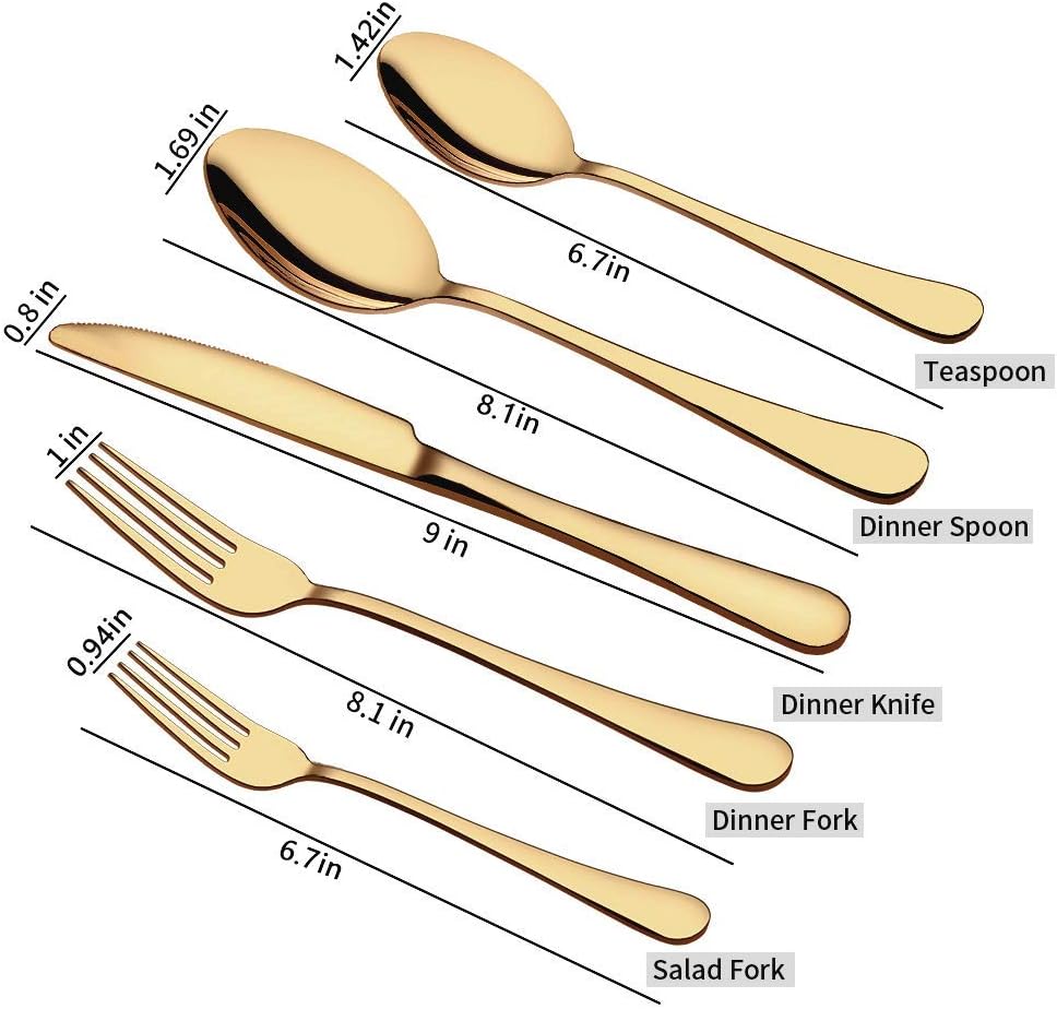 Gold Silverware Set, 20-Piece Flatware Set Service for 4