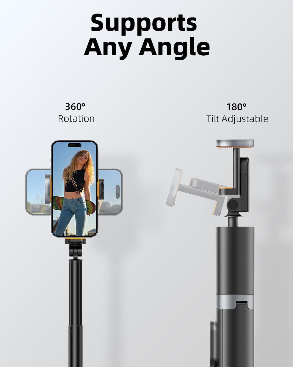 63" Cell Phone Selfie Stick Tripod, Portable Tripod for iPhone with Wireless Remote, Extendable Smartphone Stand
