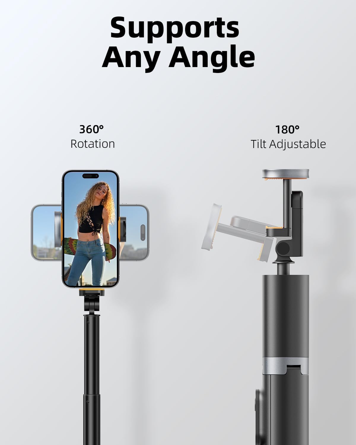 63" Cell Phone Selfie Stick Tripod, Portable Tripod for iPhone with Wireless Remote, Extendable Smartphone Stand