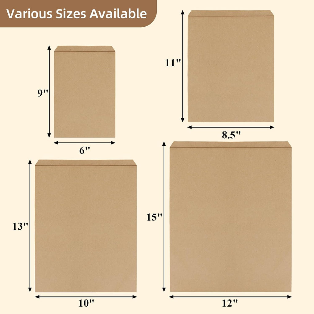 Kraft Brown Paper Bags 6x9 Flat Envelopes For Small Items 100 Pack