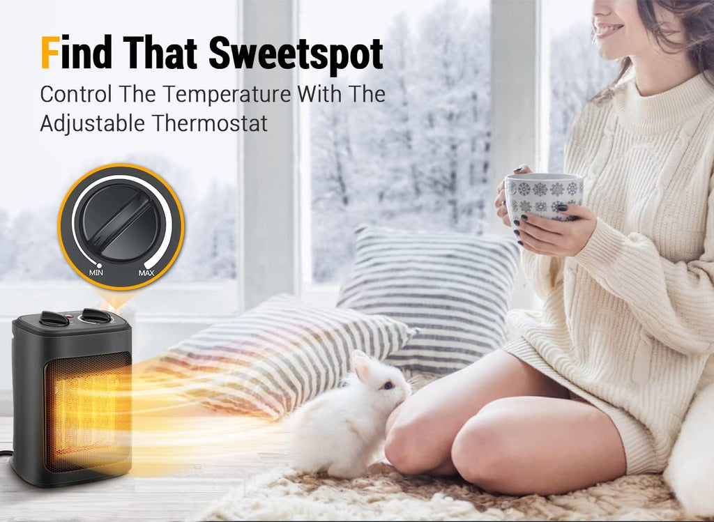Space Heater, 1500W Electric Heaters Indoor Portable with Thermostat | PTC Fast Heating Ceramic Room Small Heater