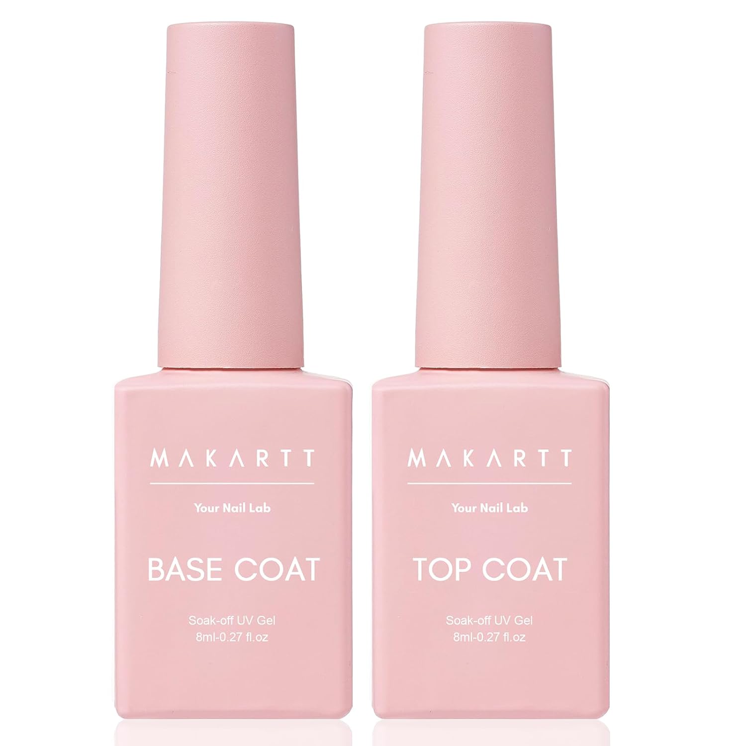 Gel Top Coat and Base Coat Set: 2 PCS No Wipe Clear Gloss Shiny | Clear, Stain Resistant, UV Top Coat Nail Polish for