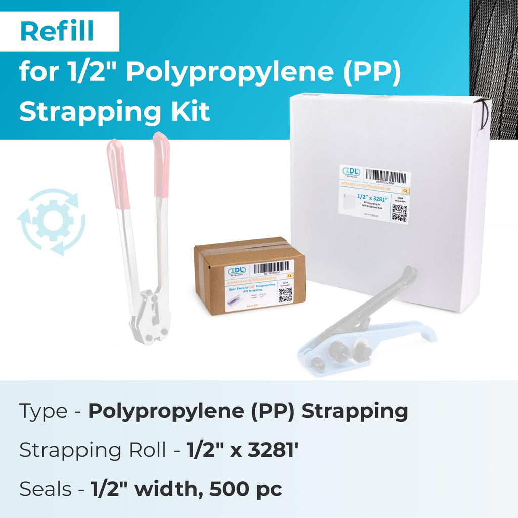 Refill for Portable 1/2" Polypropylene (PP) Strapping Kits - 1/2" x 3281' Polypropylene Strapping Coil with 300 lbs