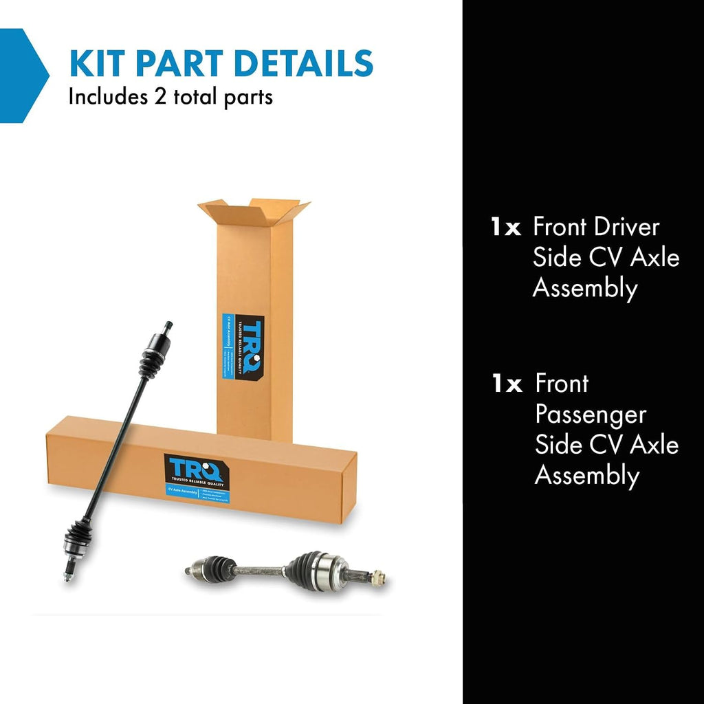 TRQ Front 2 Piece CV Axle Shaft Assembly Set