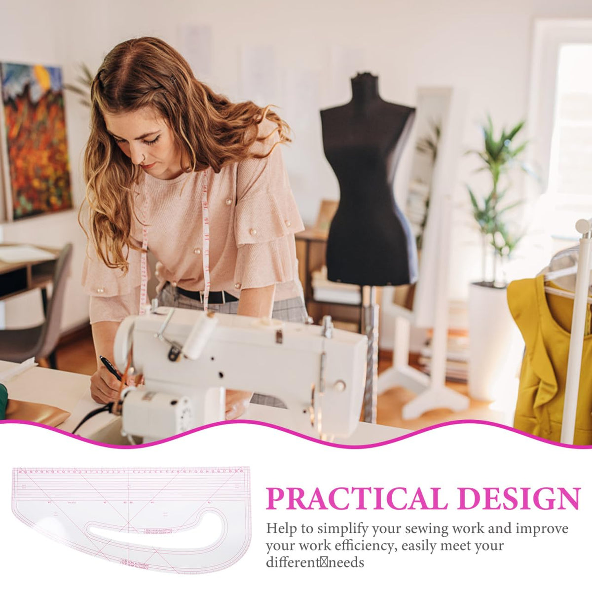 Sewing Ruler 16.9 Inch French Curve Tailors Ruler for Pattern Making Fabric Designing and Craft Drawing
