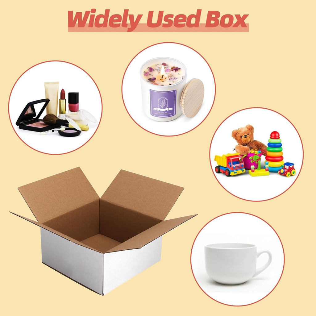 25-Pack Shipping Boxes 6x6x3 Inches, White