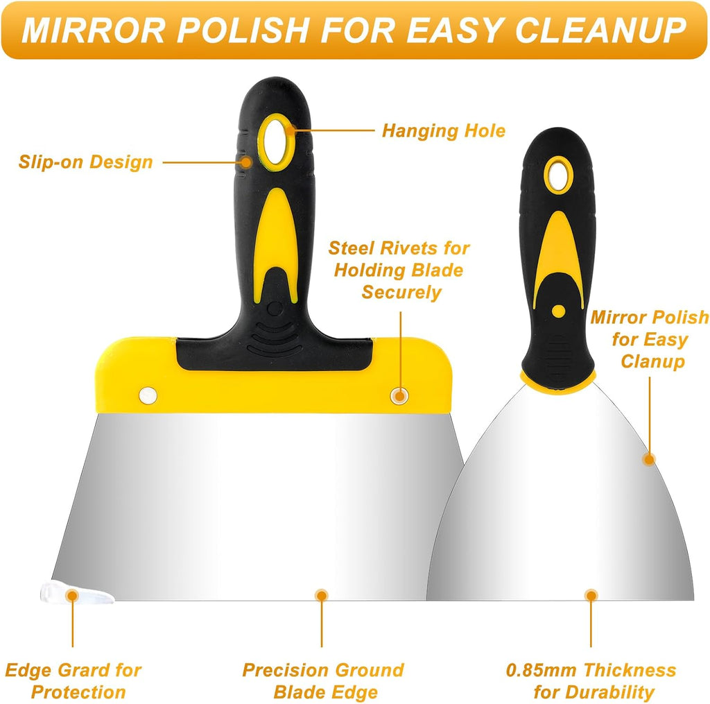9 Pcs Drywall Knife and Drywall Corner Tool Set Includes Paint Scraper Knives Inside Outside Stainless Steel Corner