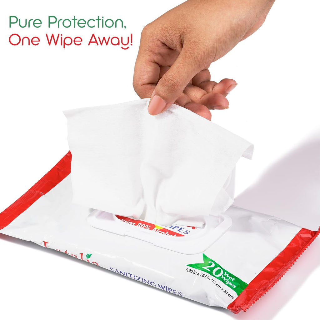 Hand Wipes Pack of 2| 80% Alcohol Hand Sanitizer Wipes for Hands & Face Moisturizing, Gentle, Convenient and