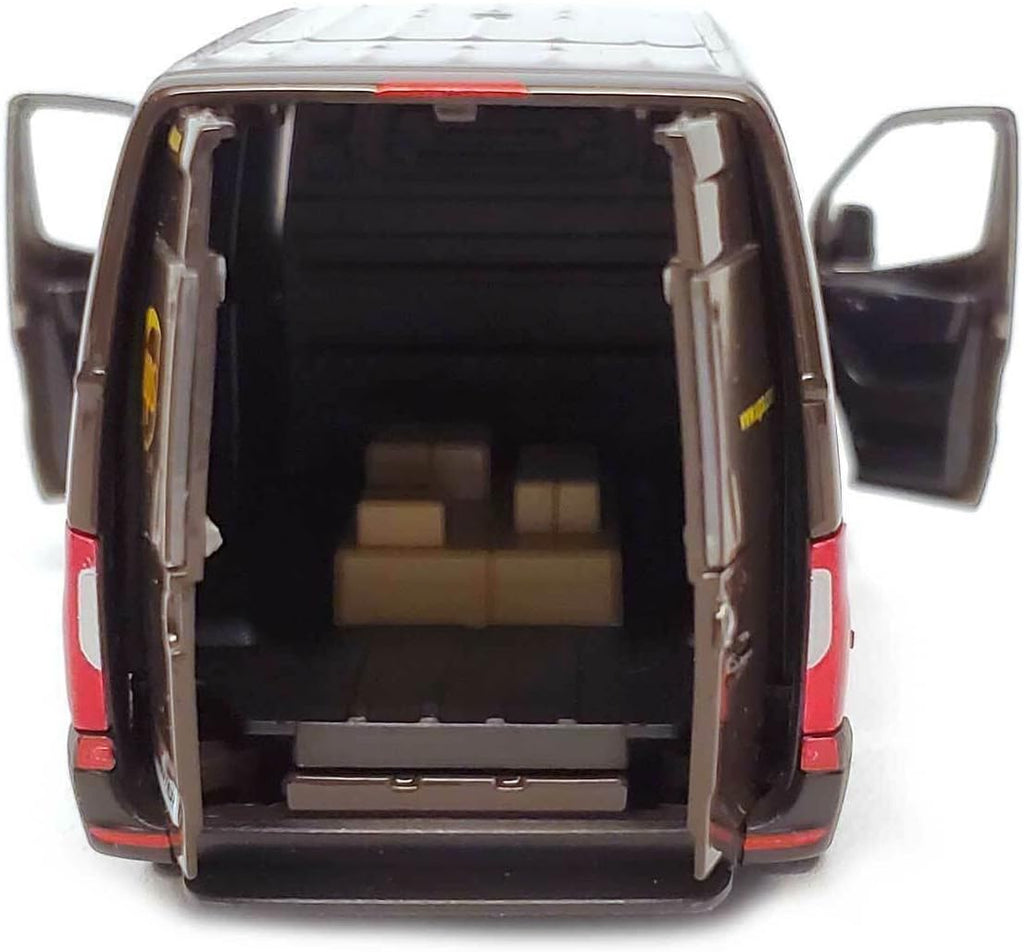 Mercedes-Benz Sprinter UPS Edition Cargo Van, 1:48 O Scale Die Cast Metal Model Toy Van, Pull-Back Action